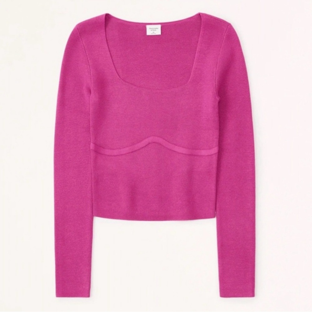 Abercrombie & Fitch Pink Scoop Neck Cropped Sweater